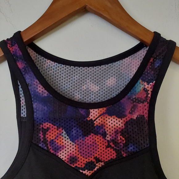 JOCKEY FANTASY FLORAL LONGLINE ATHLETIC RACERBACK SPORTS TANK BRA with BRA PADS - Picture 6 of 15